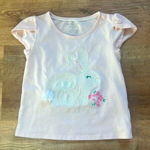Shabby chic, Easter, bunny, T-shirt, pink with sequence and bow girls size 5/6